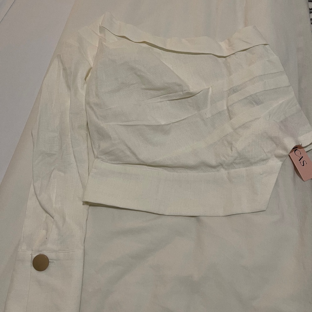 Linen off shoulder shirt